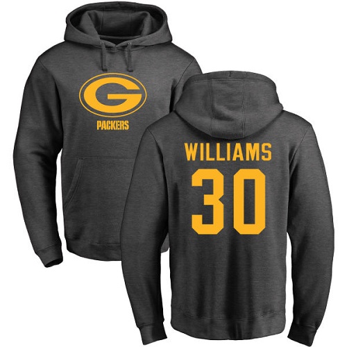 Men Green Bay Packers Ash #30 Williams Jamaal One Color Nike NFL Pullover Hoodie Sweatshirts